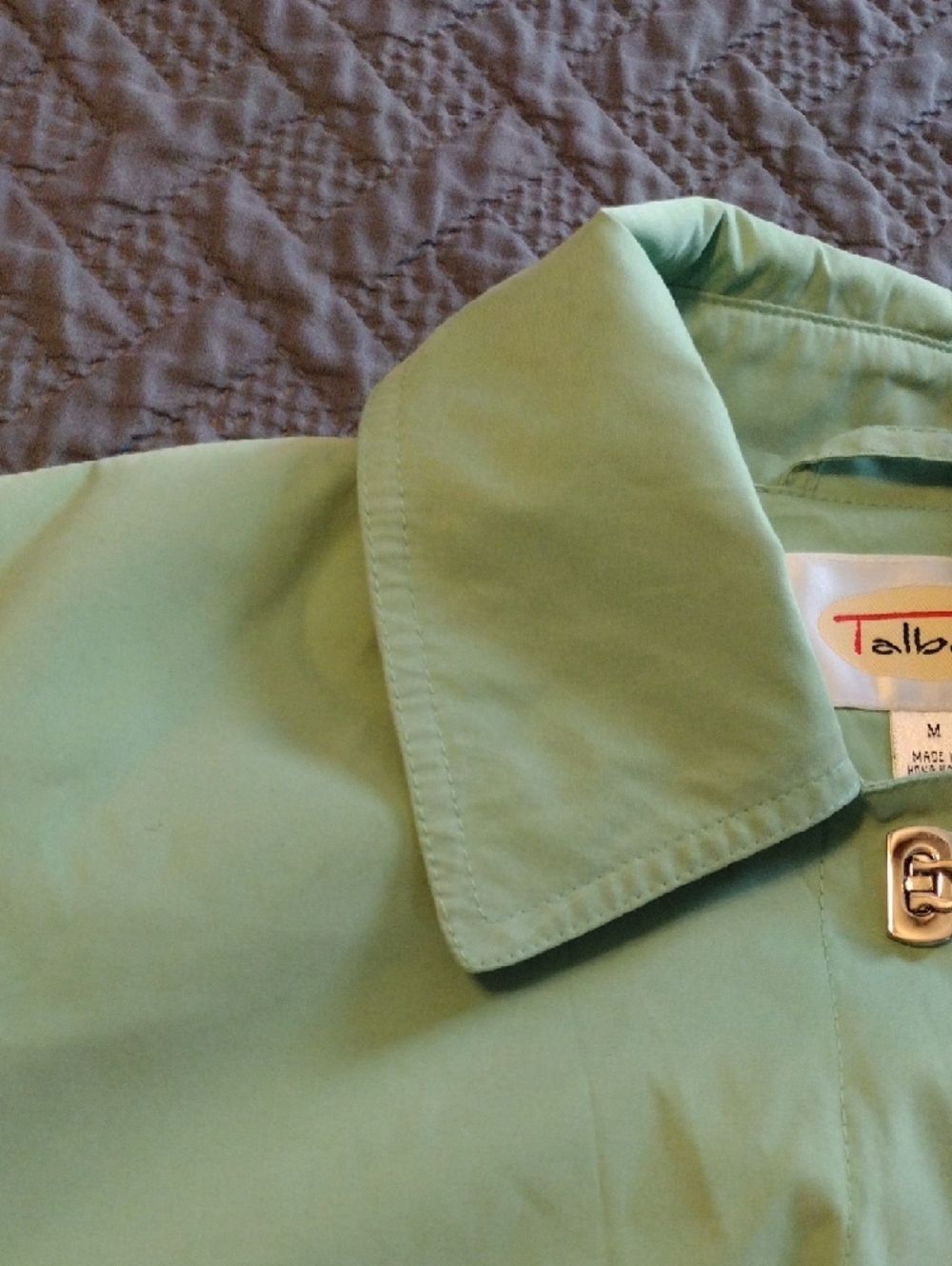 Talbots Mint Green Single-Button Trench Coat - Picture 6 of 16